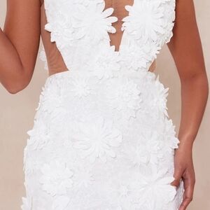 Fashion Nova White Floral Backless Dress